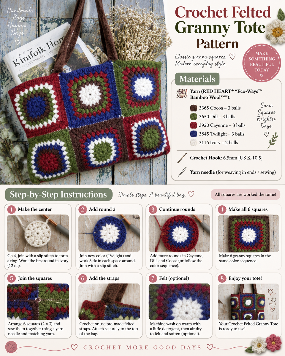 Crochet Felted Granny Tote Pattern: A Simple Step-by-Step Tutorial