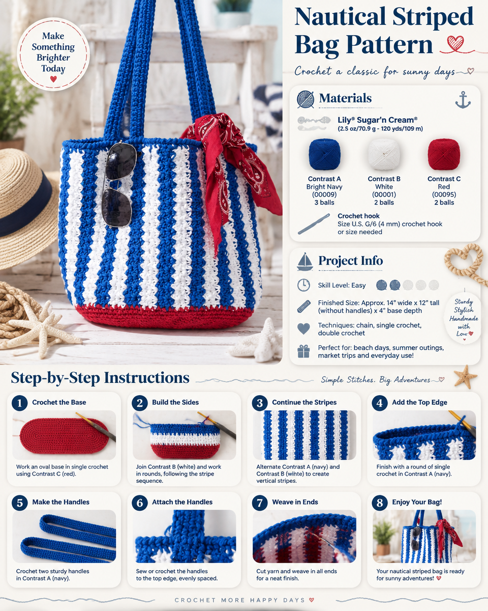 Nautical Striped Crochet Bag Pattern: A Simple, Quick Project