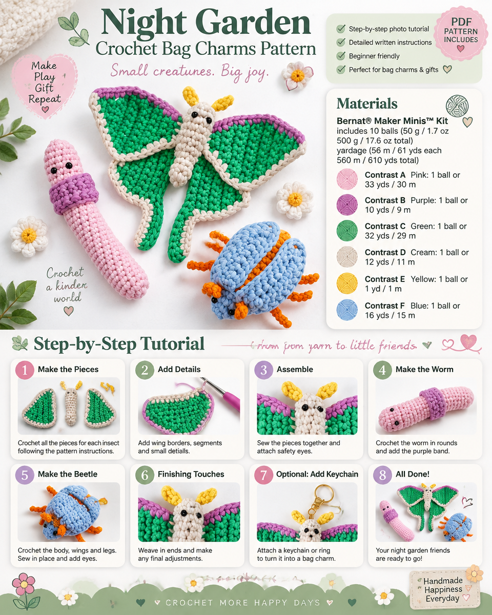 Night Garden Crochet Bag Charms Pattern: A Simple Guide for Beginners