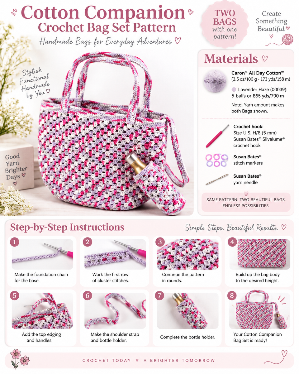 Simple Cotton Companion Crochet Bag Set Pattern