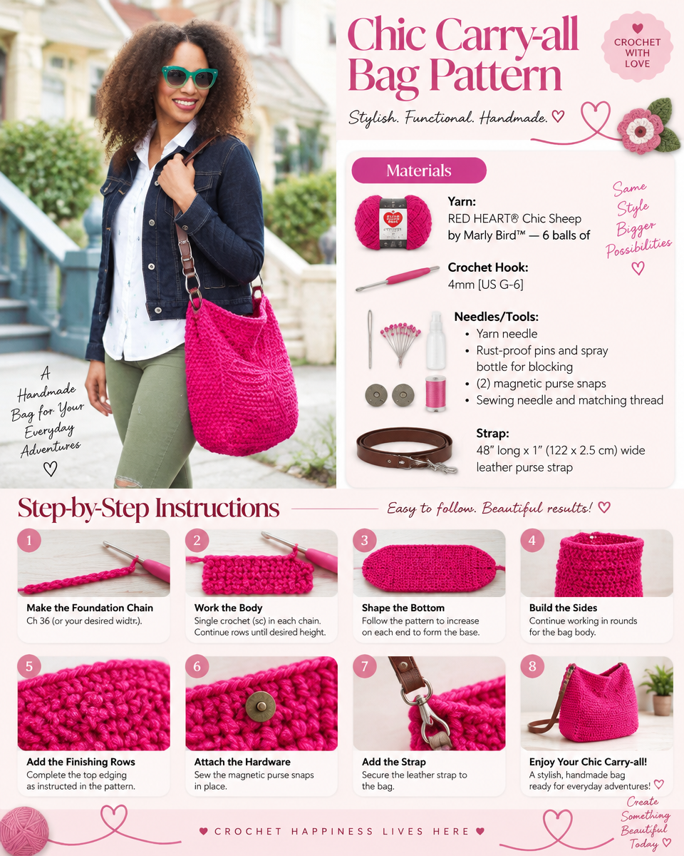 Chic Carry-All Crochet Bag Pattern: A Simple Step-by-Step Tutorial