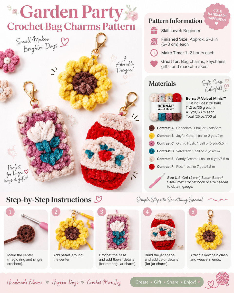 Garden Party Crochet Bag Charms: A Simple Pattern for Springtime Accessories