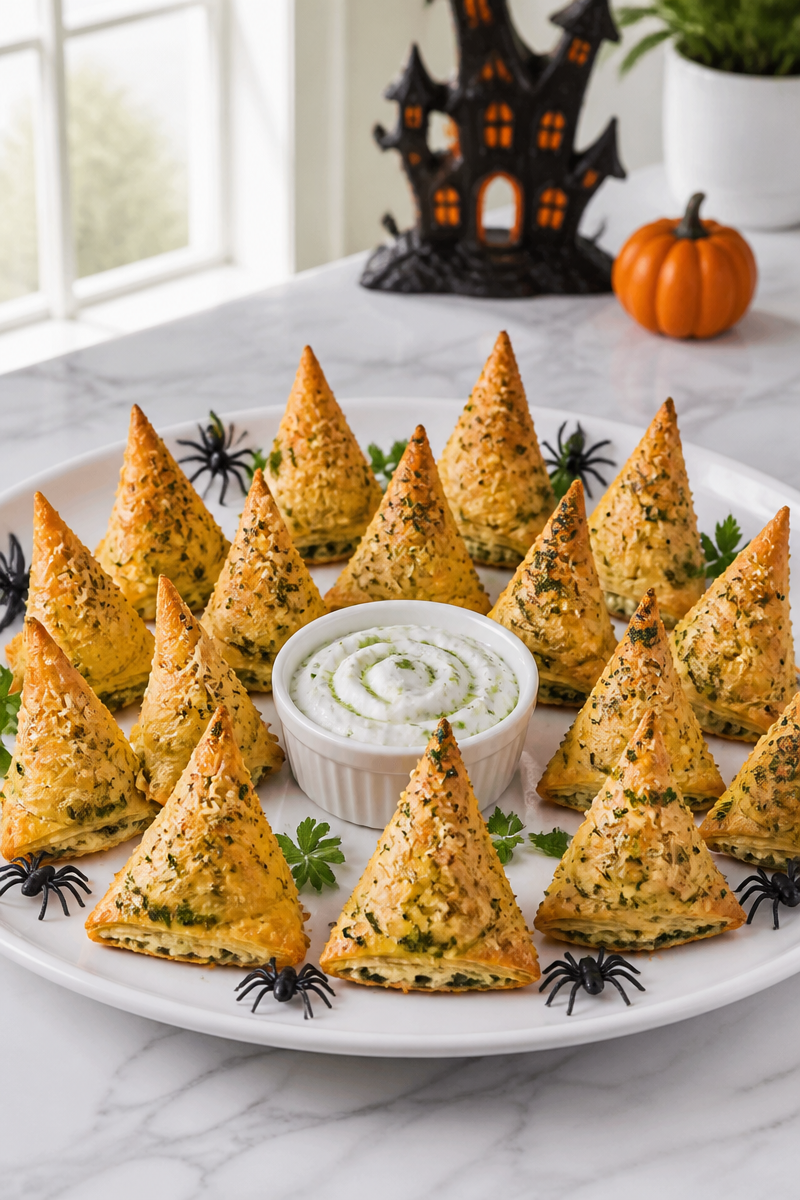 Easy Halloween Spanakopita Spinach Triangle