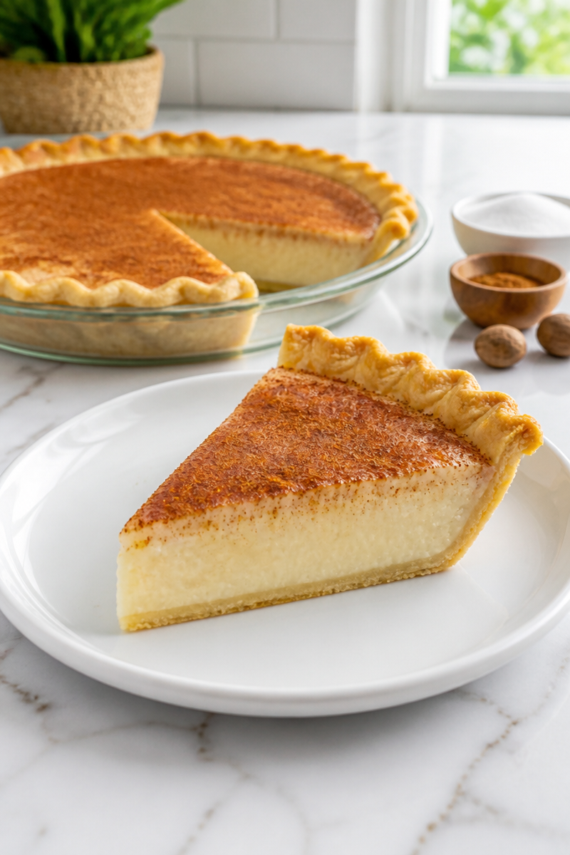 Classic Hoosier Sugar Cream Pie Slice
