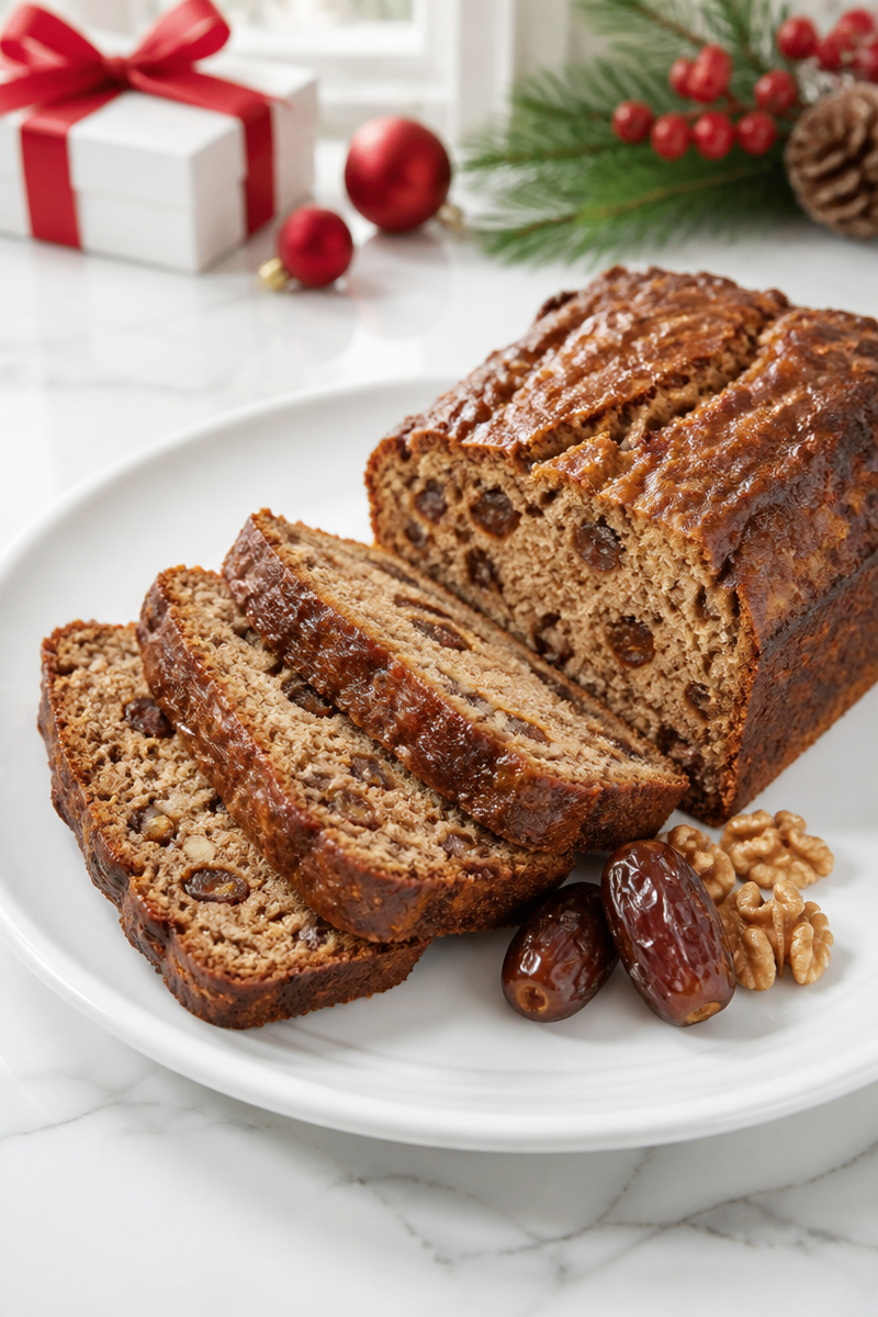 Classic Christmas Date Nut Bread Loaf