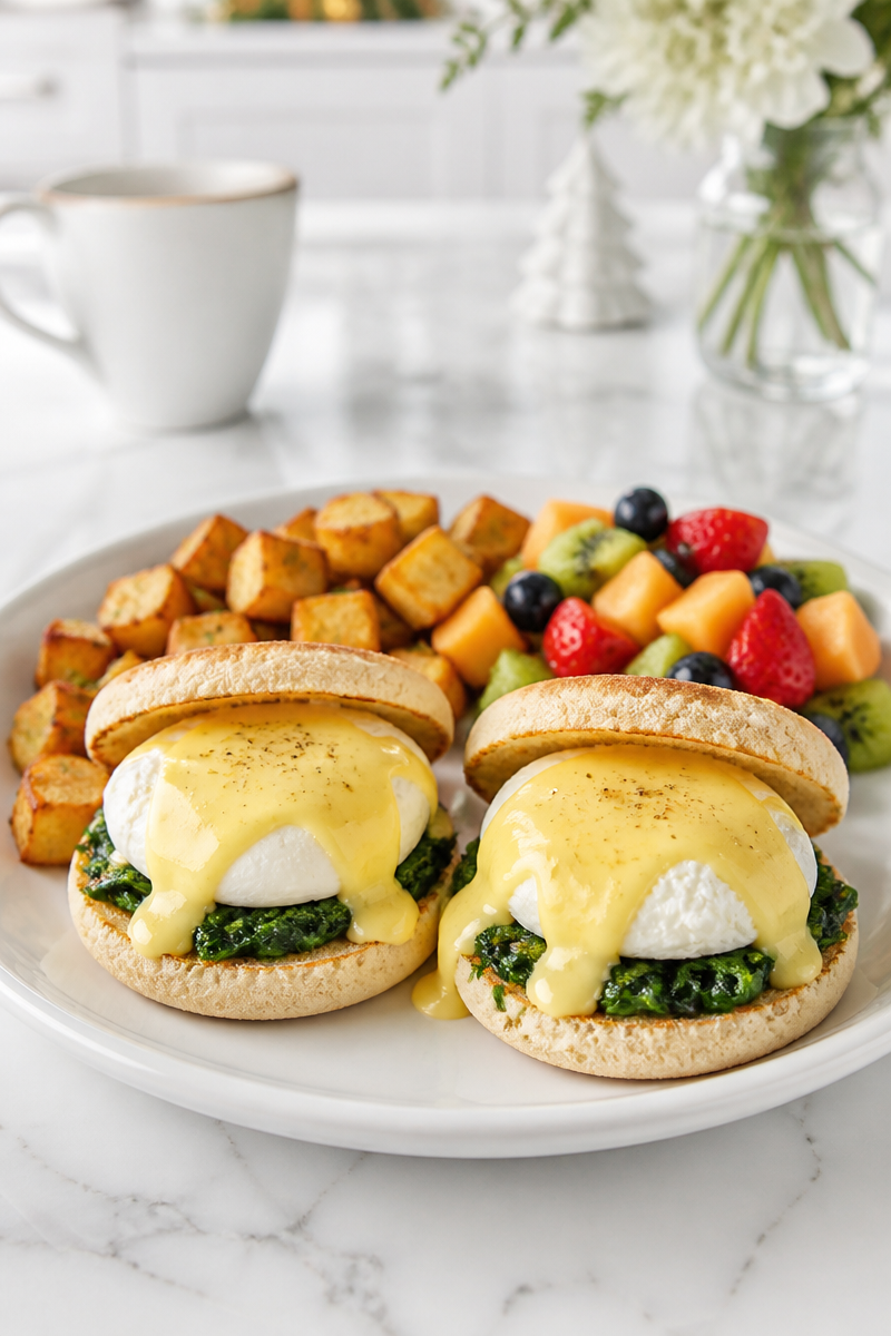 Easy Christmas Brunch Eggs Florentine