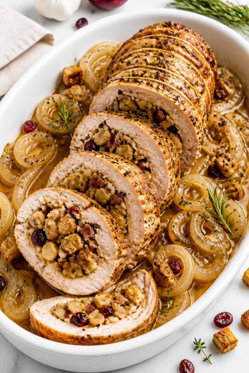 Classic Stuffed Pork Loin Roast Dinner