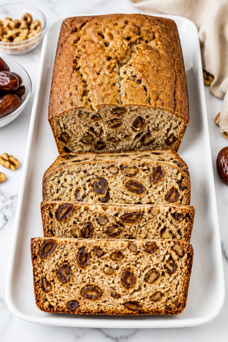 Classic Christmas Date Nut Bread Loaf