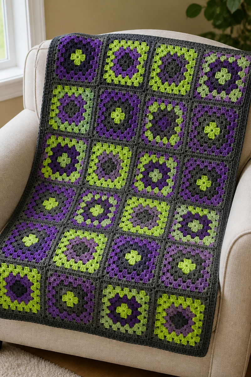 Crochet Little Monster Granny Blanket