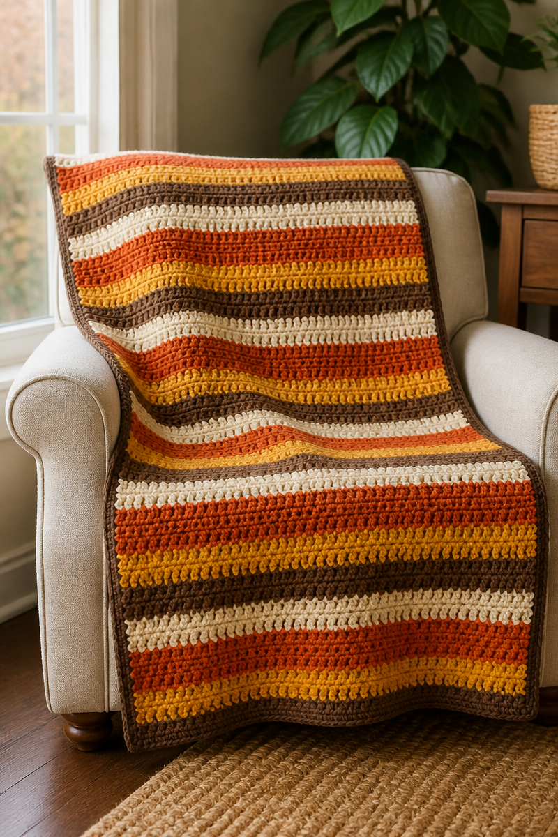 Crochet Cornucopia Harvest Stripe Blanket