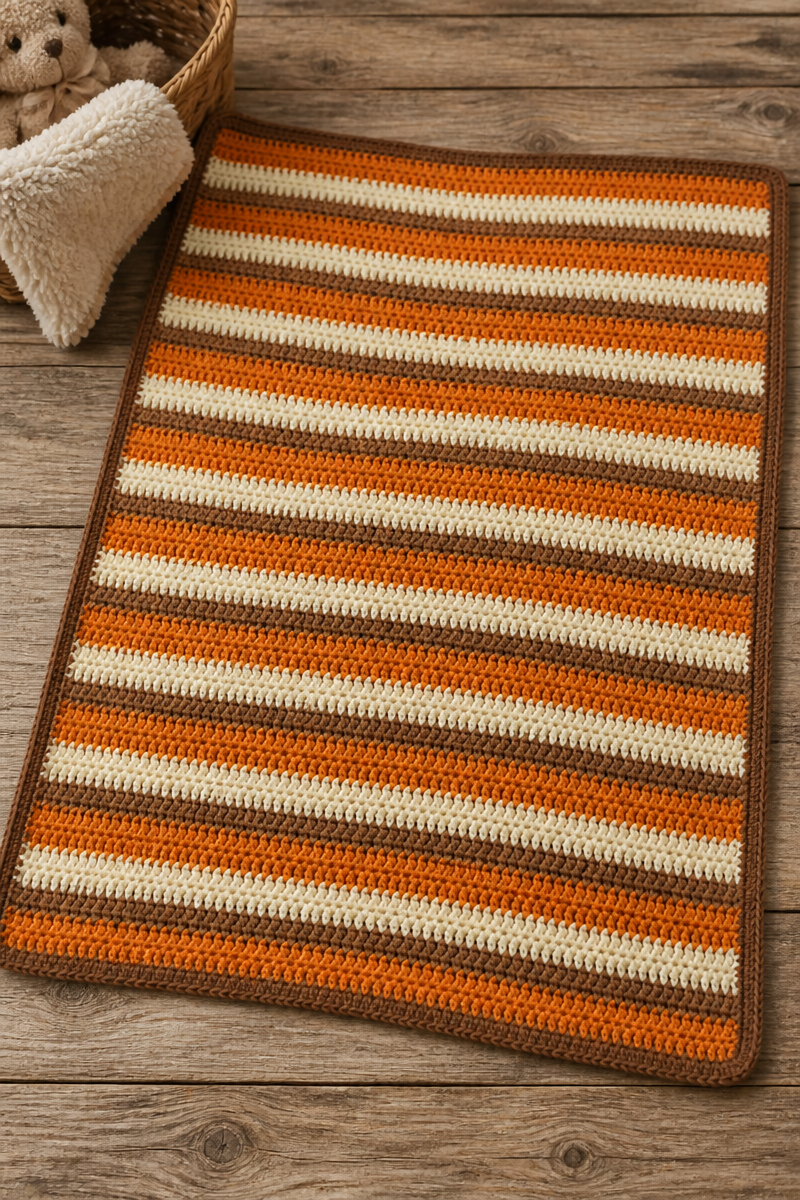 Crochet Pumpkin Pie Stripe Baby Blanket
