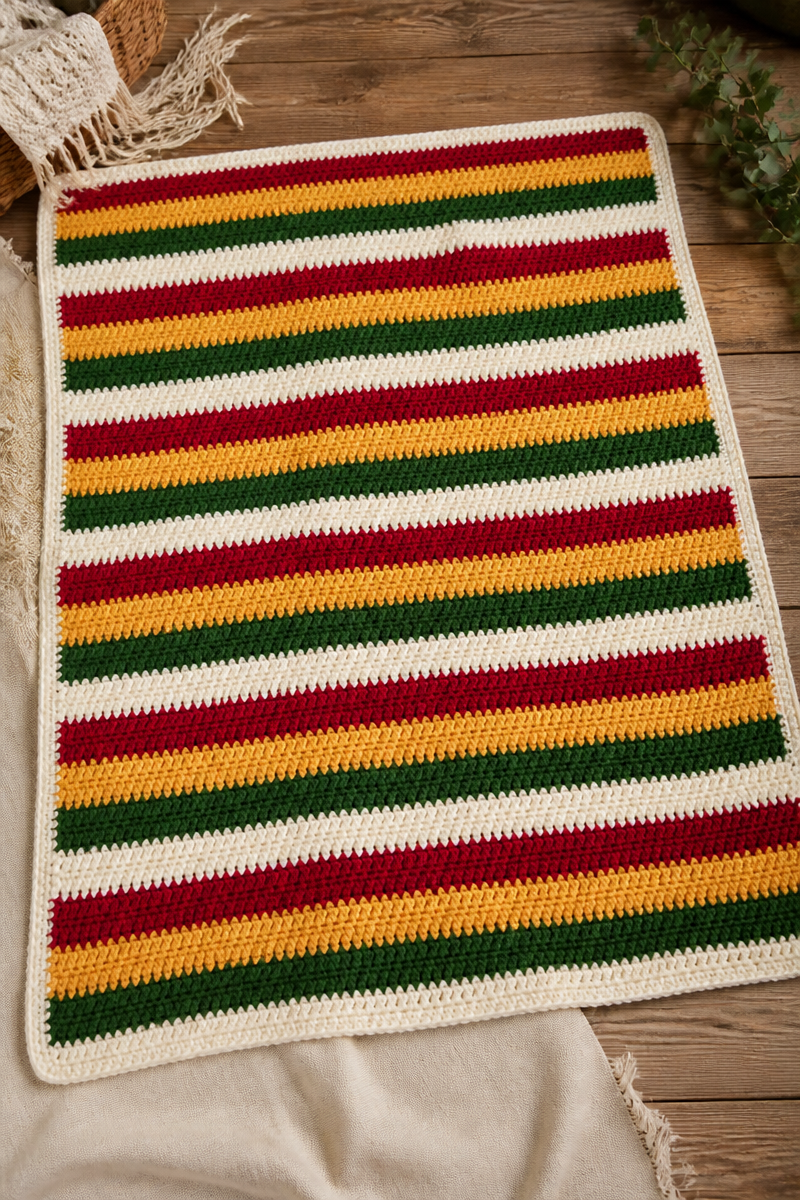Crochet Nutcracker Stripe Baby Blanket