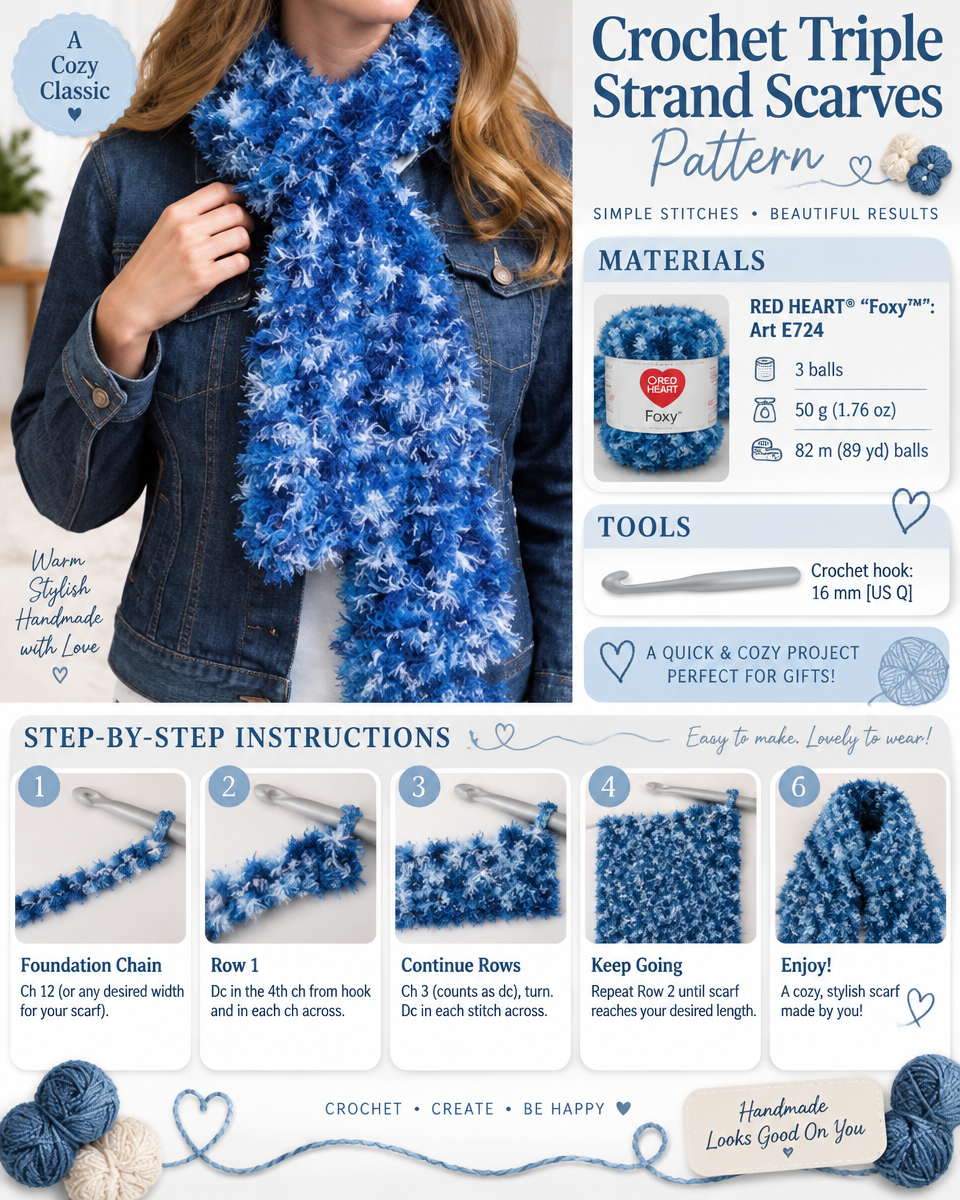 Triple-Strand Crochet Scarf Pattern