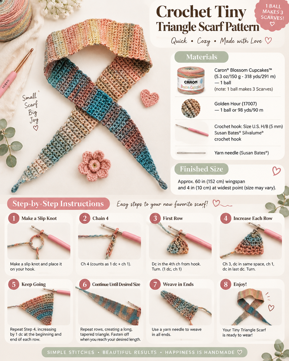 Tiny Triangle Crochet Scarf Pattern