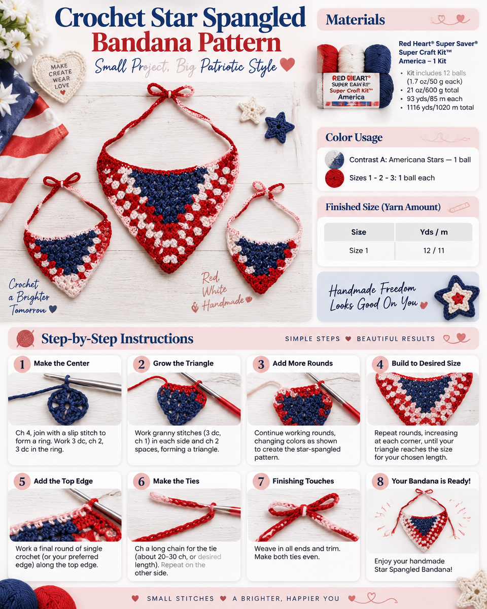 Star-Spangled Crochet Bandana Pattern