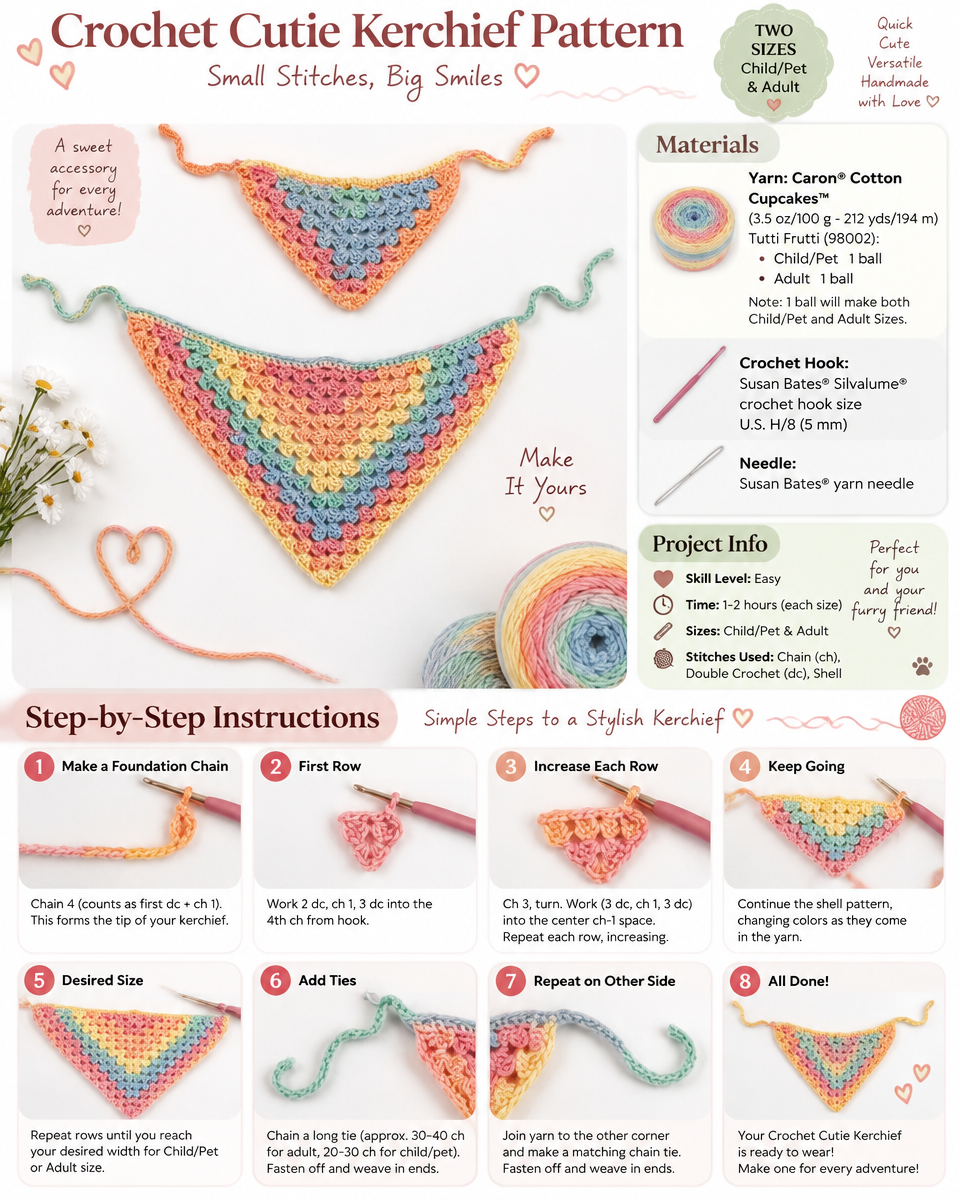 Crochet Kerchief Pattern for a Cutie