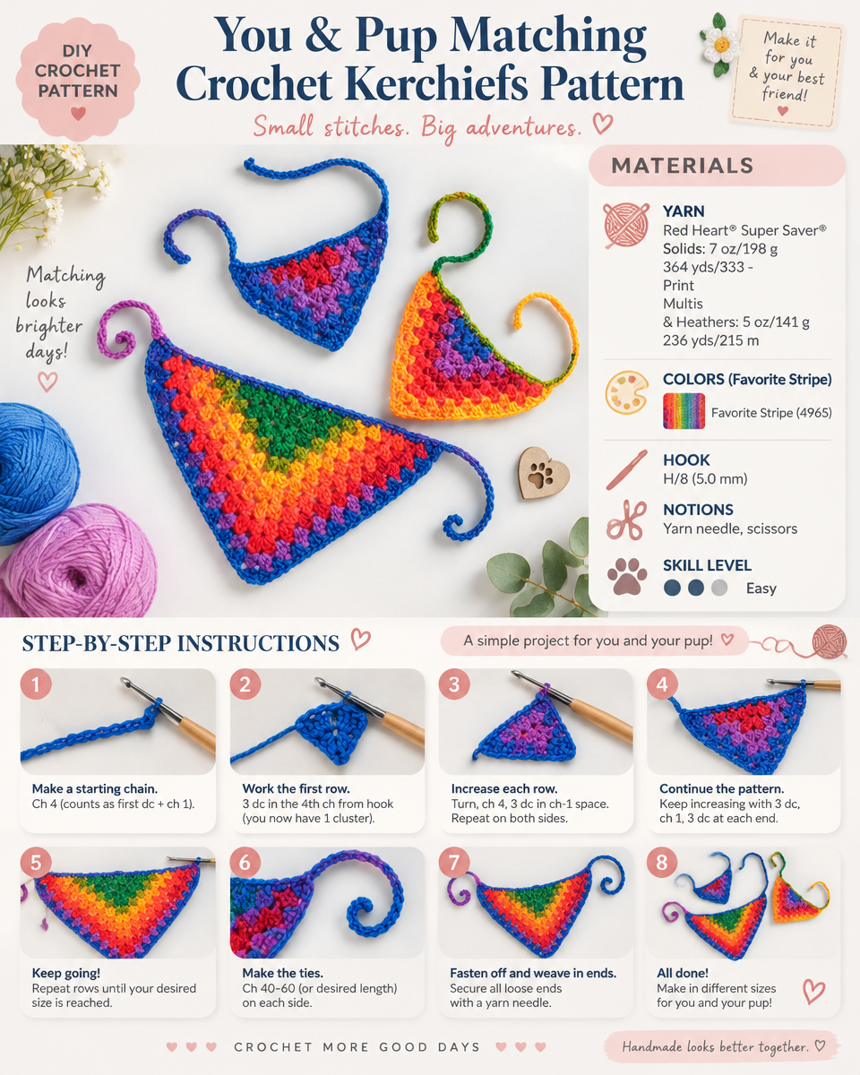 You and Pup Matching Crochet Kerchiefs Pattern