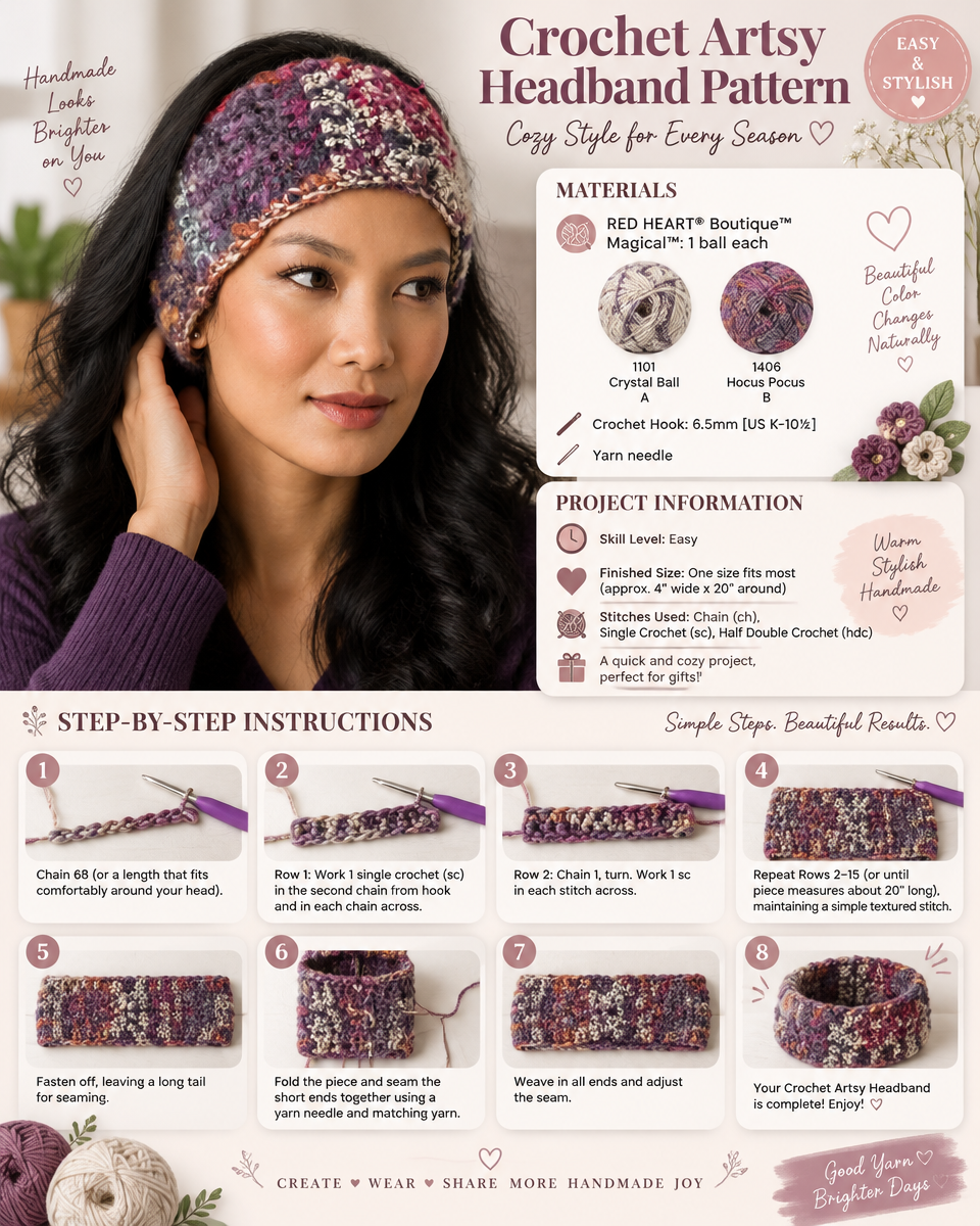 Artsy Mosaic Crochet Headband Pattern