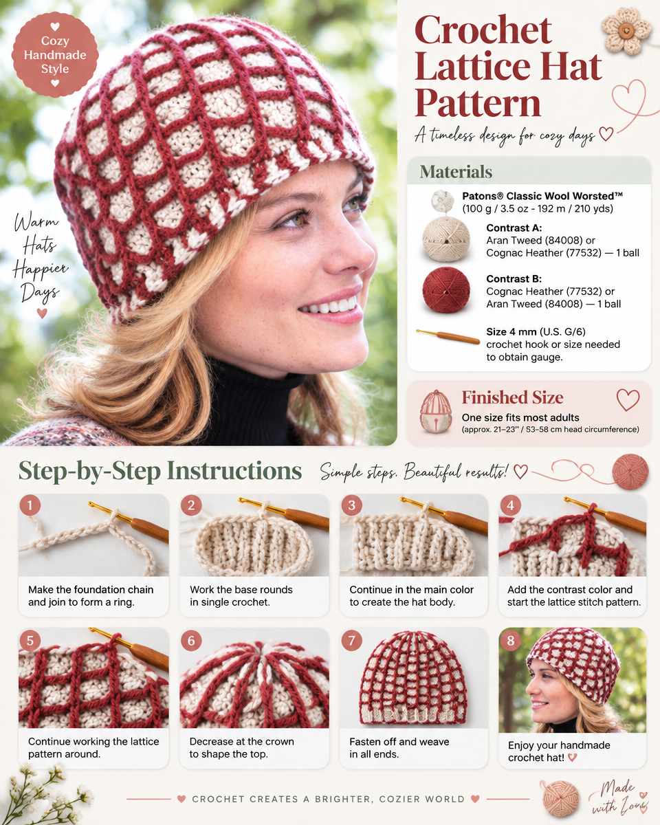 Lattice Crochet Hat Pattern