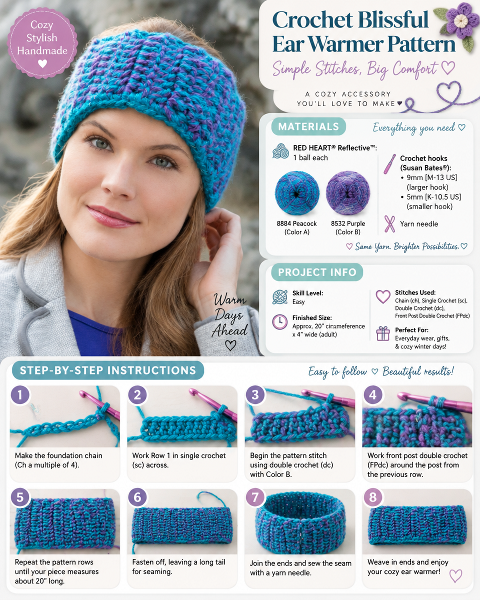 Blissful Crochet Ear Warmer Pattern