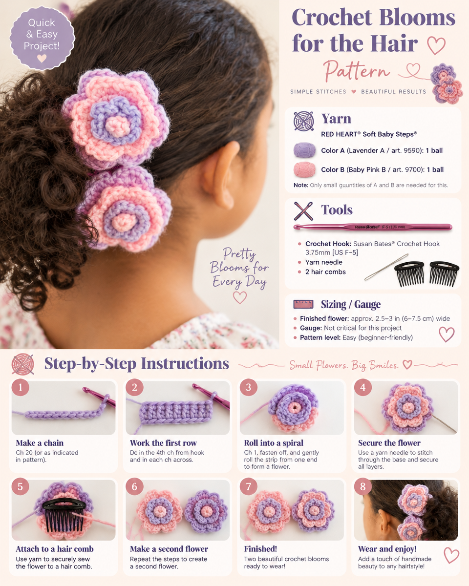 Crochet Flower Hair Pattern