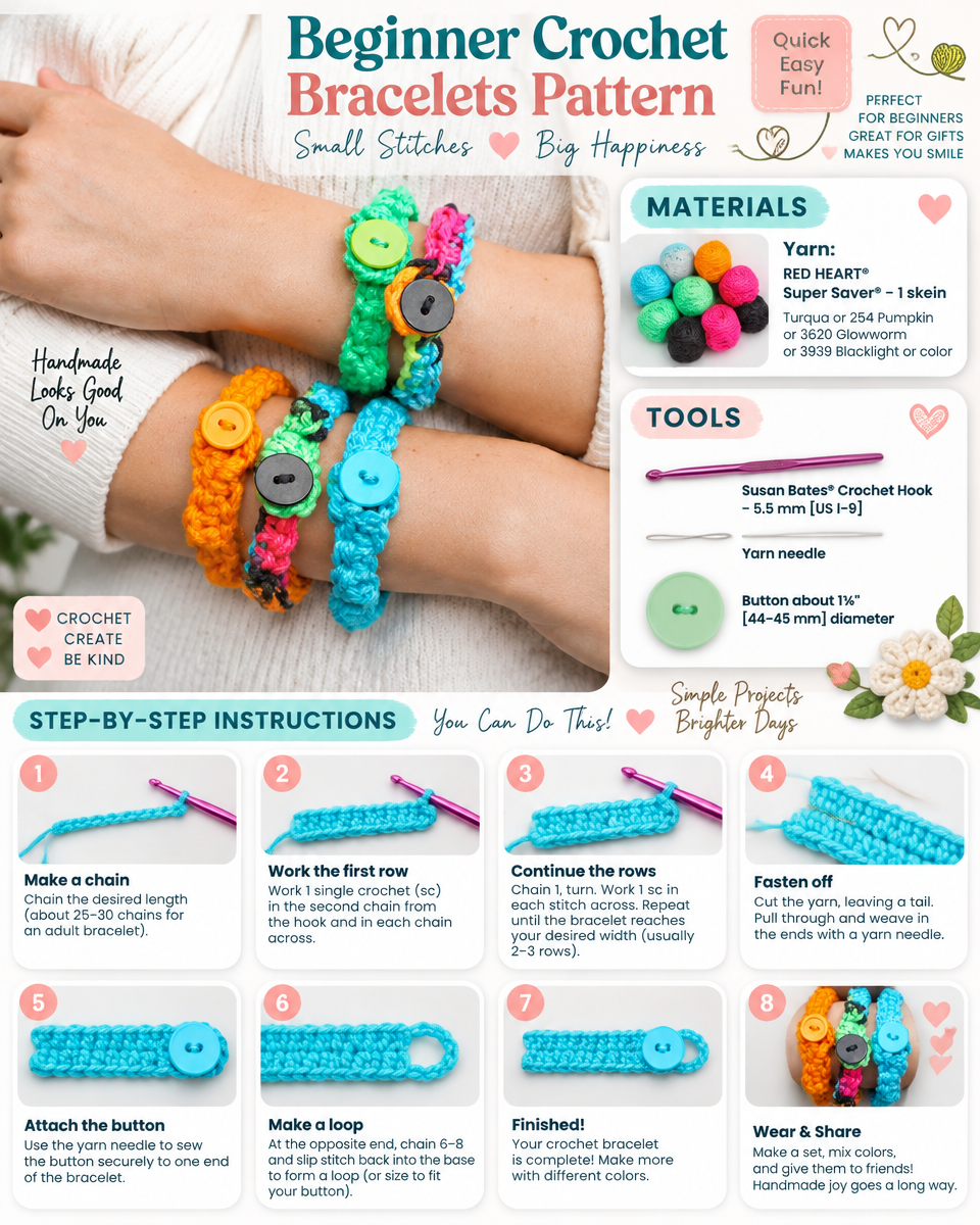 Simple Crochet Bracelet Pattern for Beginners