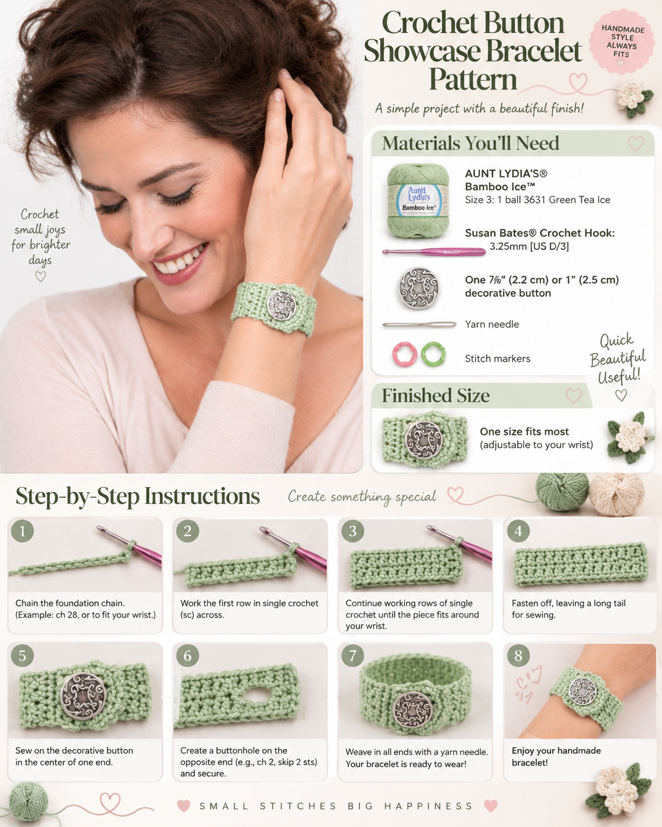 Button-Showcase Crochet Bracelet Pattern