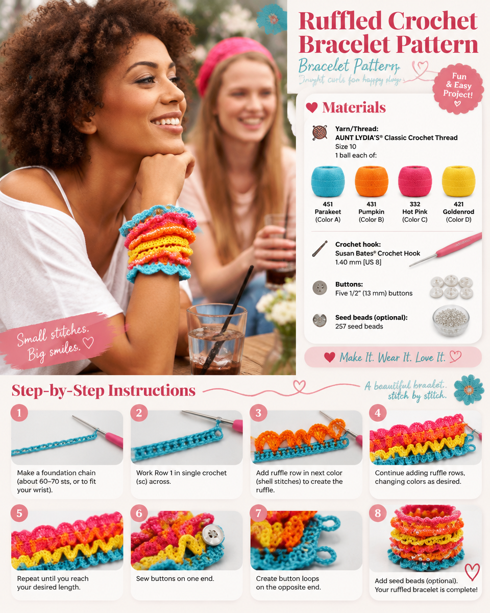 Frilly Crochet Bracelet Pattern