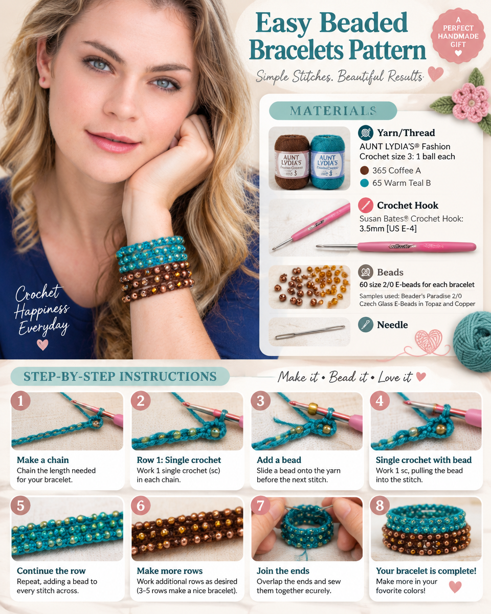 Beginner's Easy Beaded Bracelet Pattern
