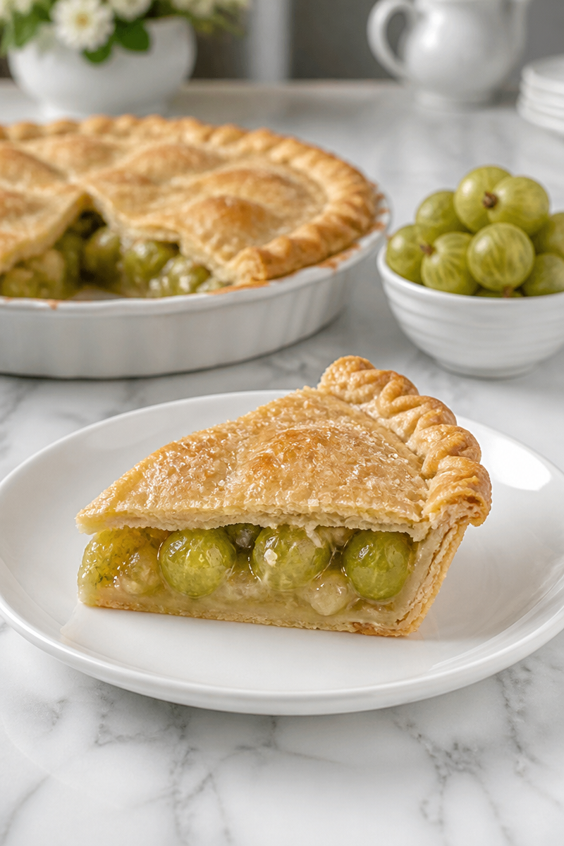 Classic Old Fashioned Gooseberry Pie Slice