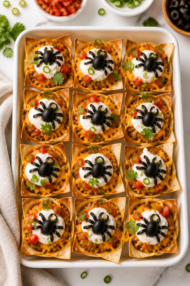 Easy Halloween Baked Taco Cup Appetizer