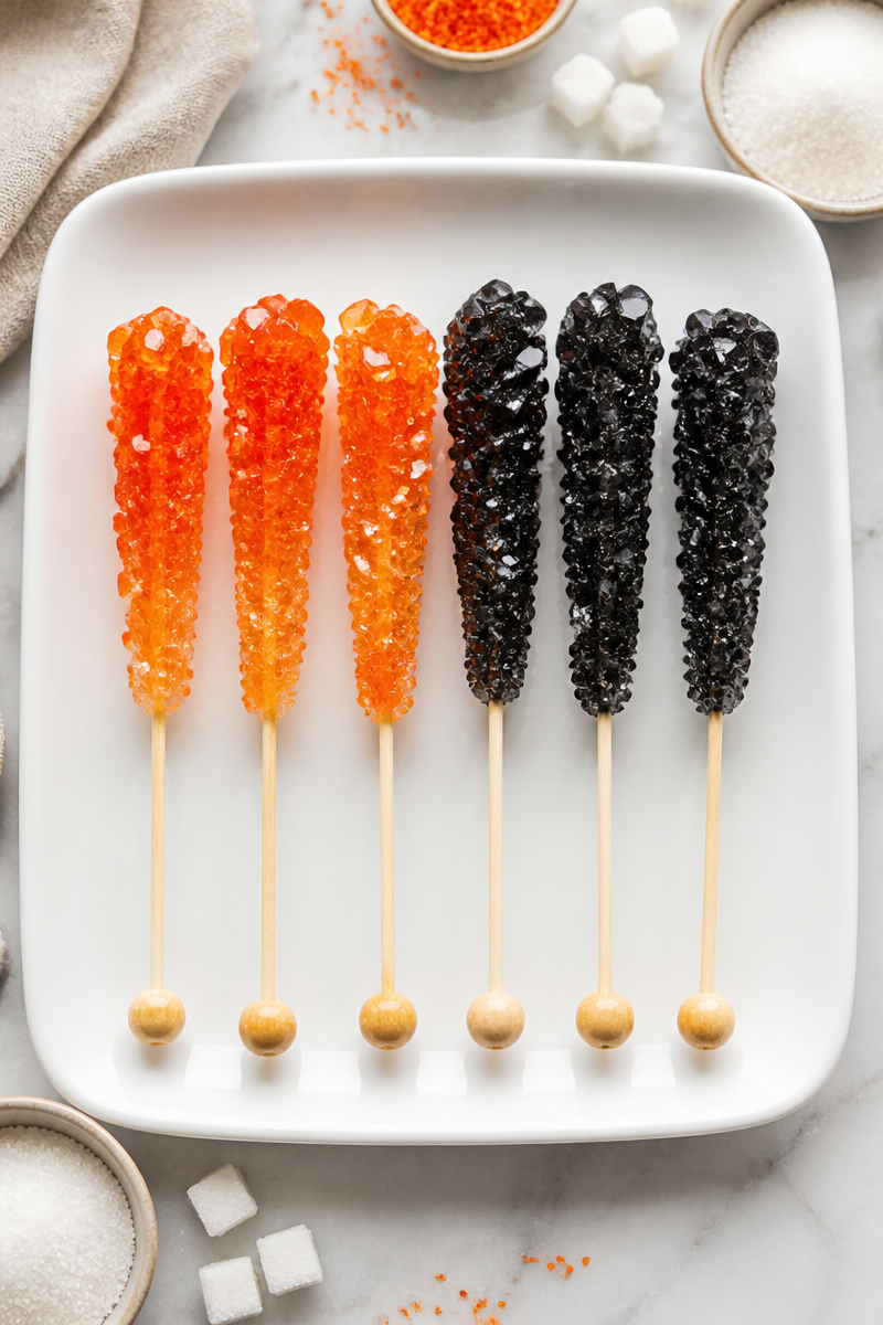 Easy Halloween Homemade Rock Candy Sticks