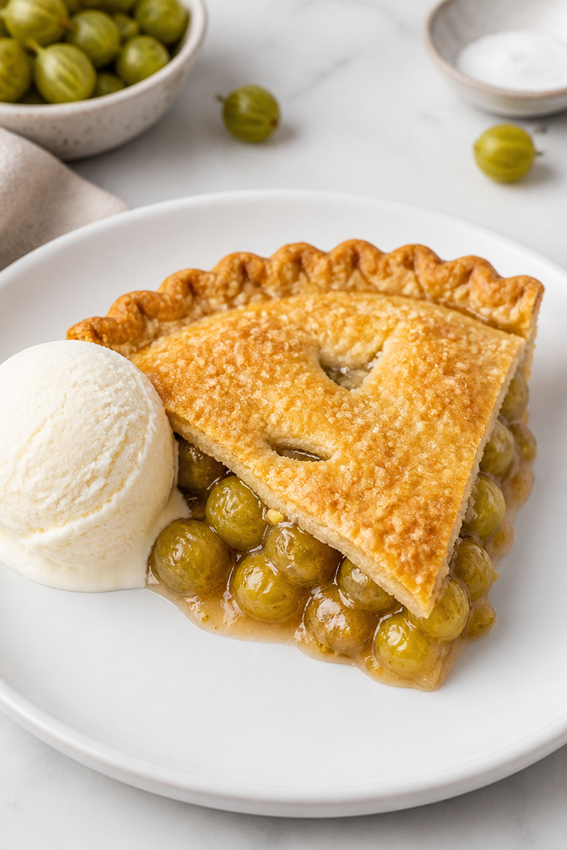 Classic Old Fashioned Gooseberry Pie Slice