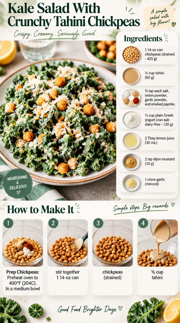 Kale Salad With Crunchy Tahini Chickpeas