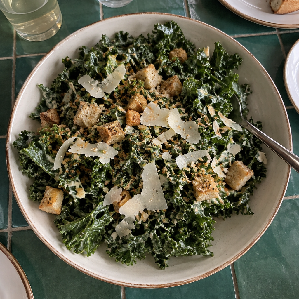Kale Salad With Crunchy Tahini Chickpeas