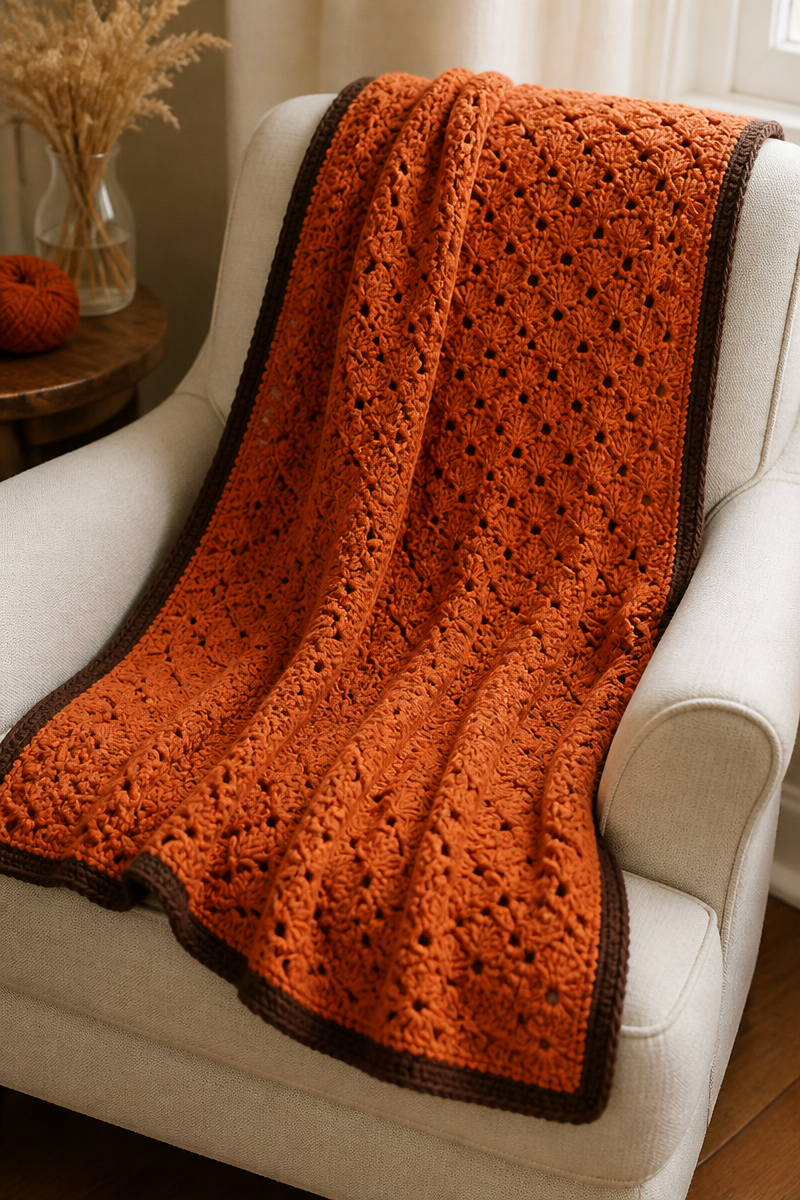Crochet Fall Feather Shell Baby Blanket