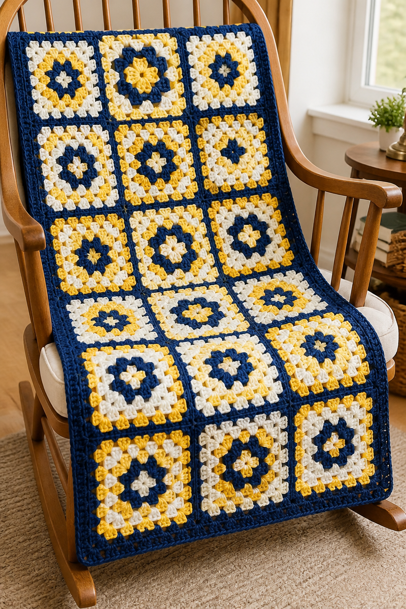 Crochet Starry Night Granny Baby Blanket