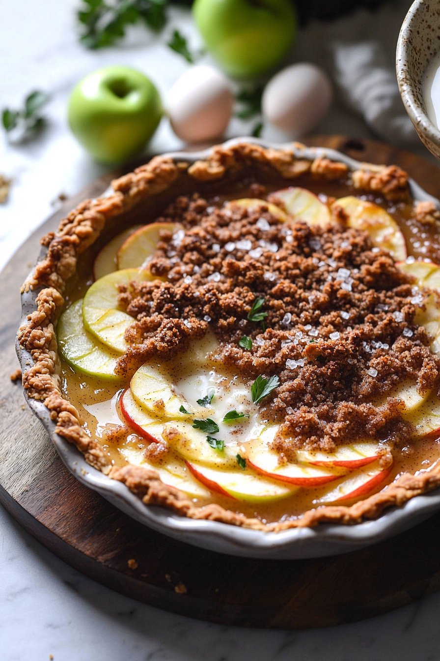 Apple Custard Pie with Cinnamon Streusel