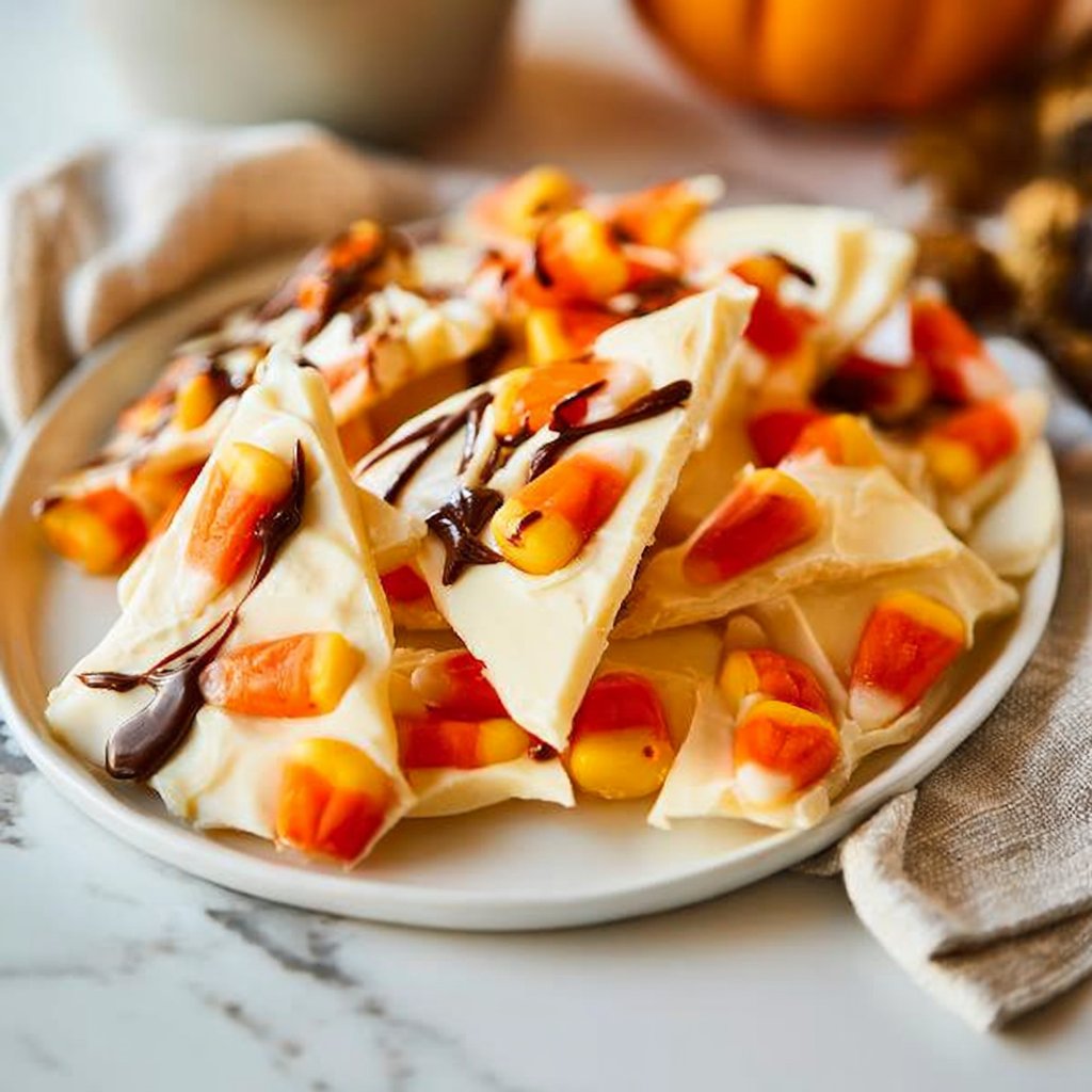 Halloween White Chocolate Candy Corn Bark