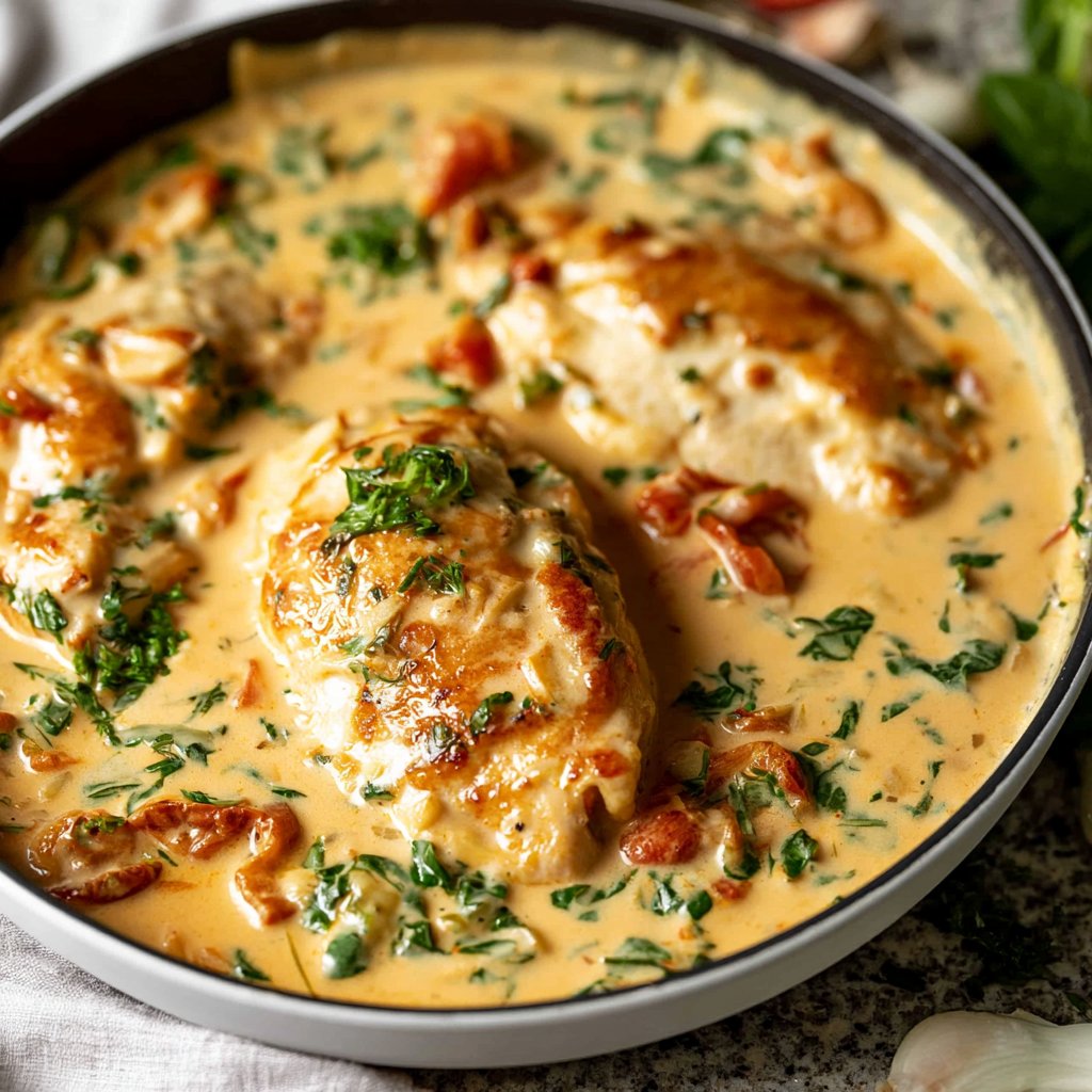 Creamy Tuscan Garlic Chicken Skillet