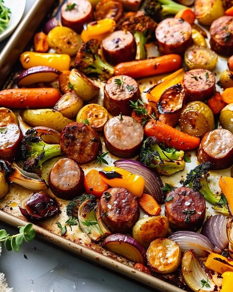 Easy Sheet Pan Sausage and Veggies