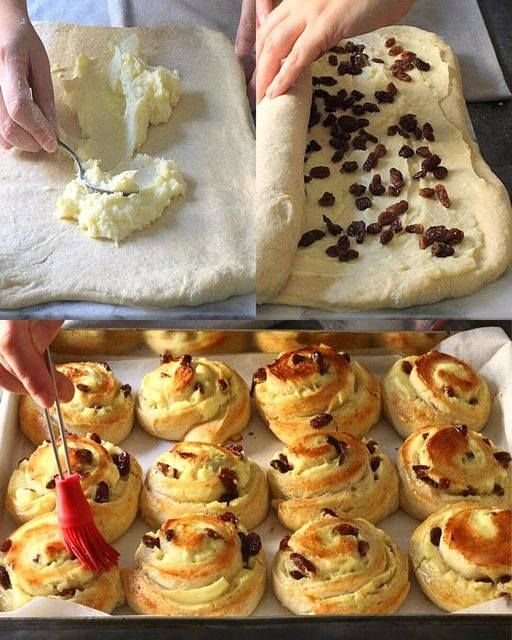 Pasticcini all'uvetta con crema pasticcera