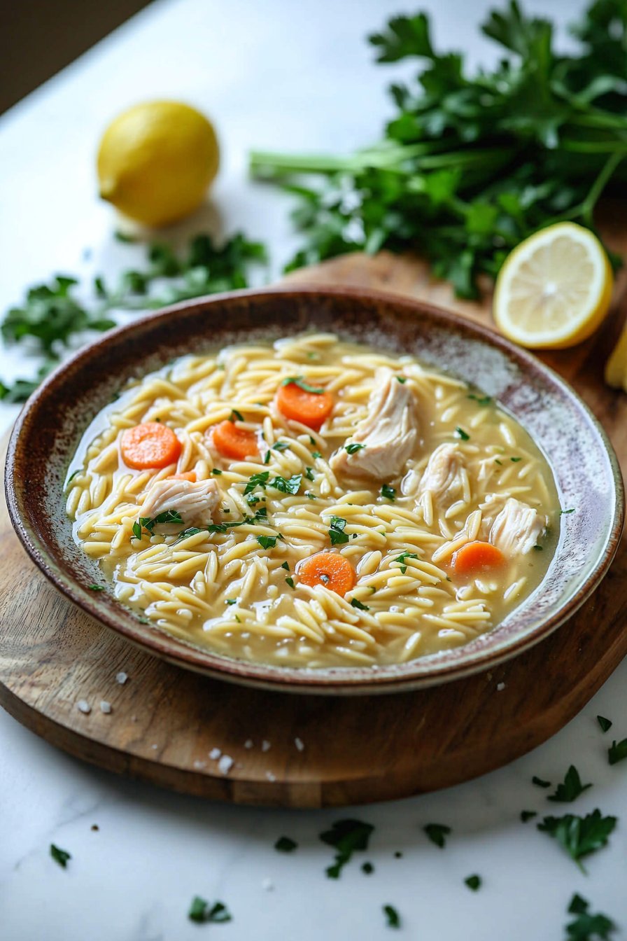 Lemon Chicken Orzo Soup