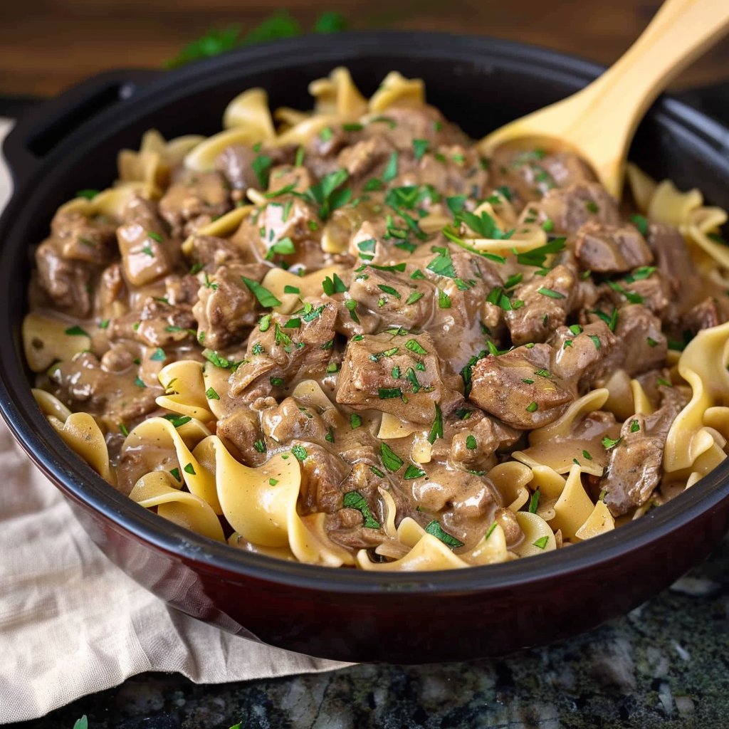 Slow Cooker Beef Stroganoff