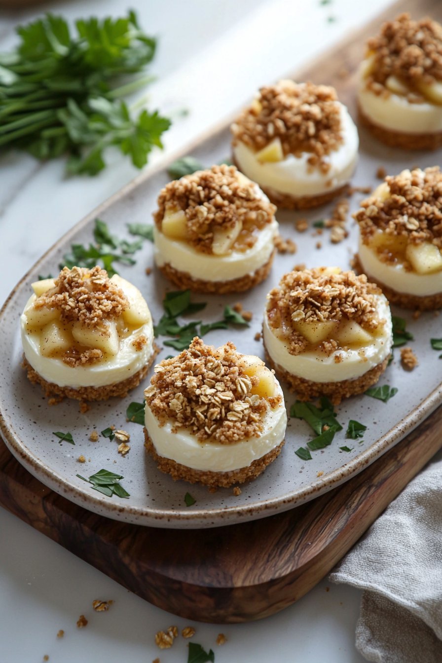 Easy Apple Crisp Mini Cheesecakes