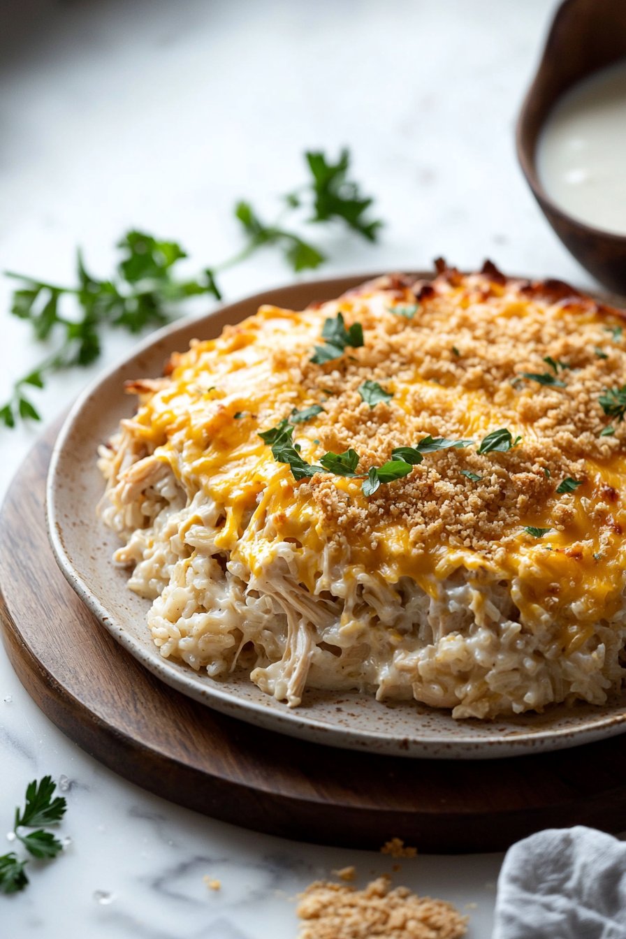 Cheesy Chicken And Rice Casserole Bake