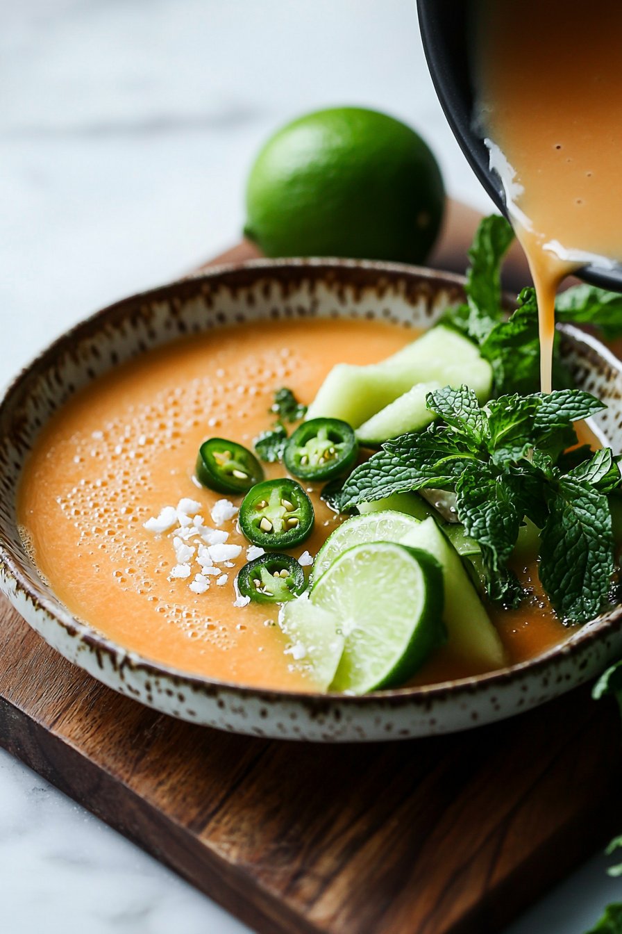 Würzige gekühlte Honigmelone-Ingwer-Suppe