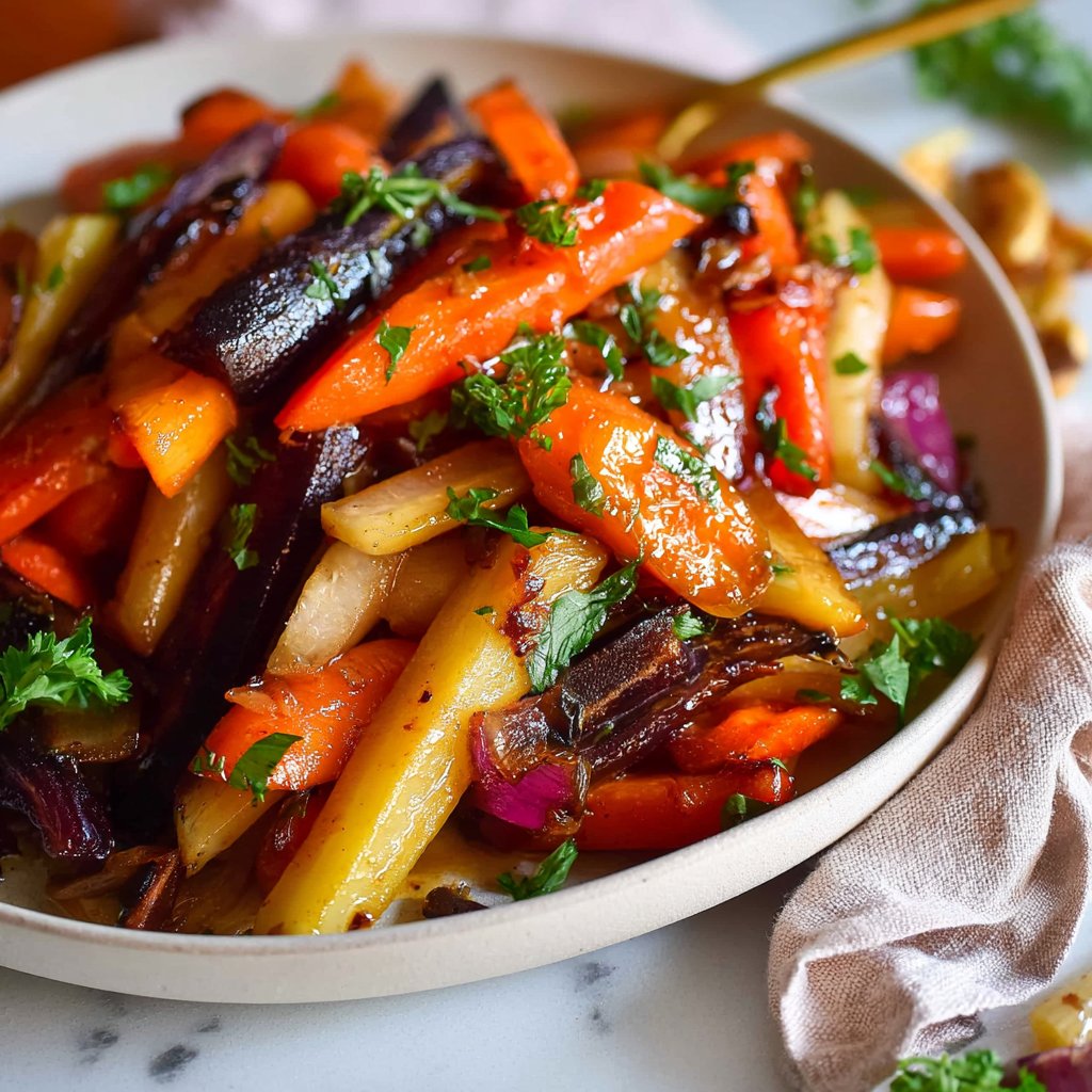 Hot Honey Glazed Roasted Rainbow Carrots