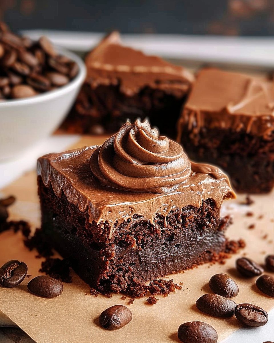 Coffee Brownies with Mocha Frosting