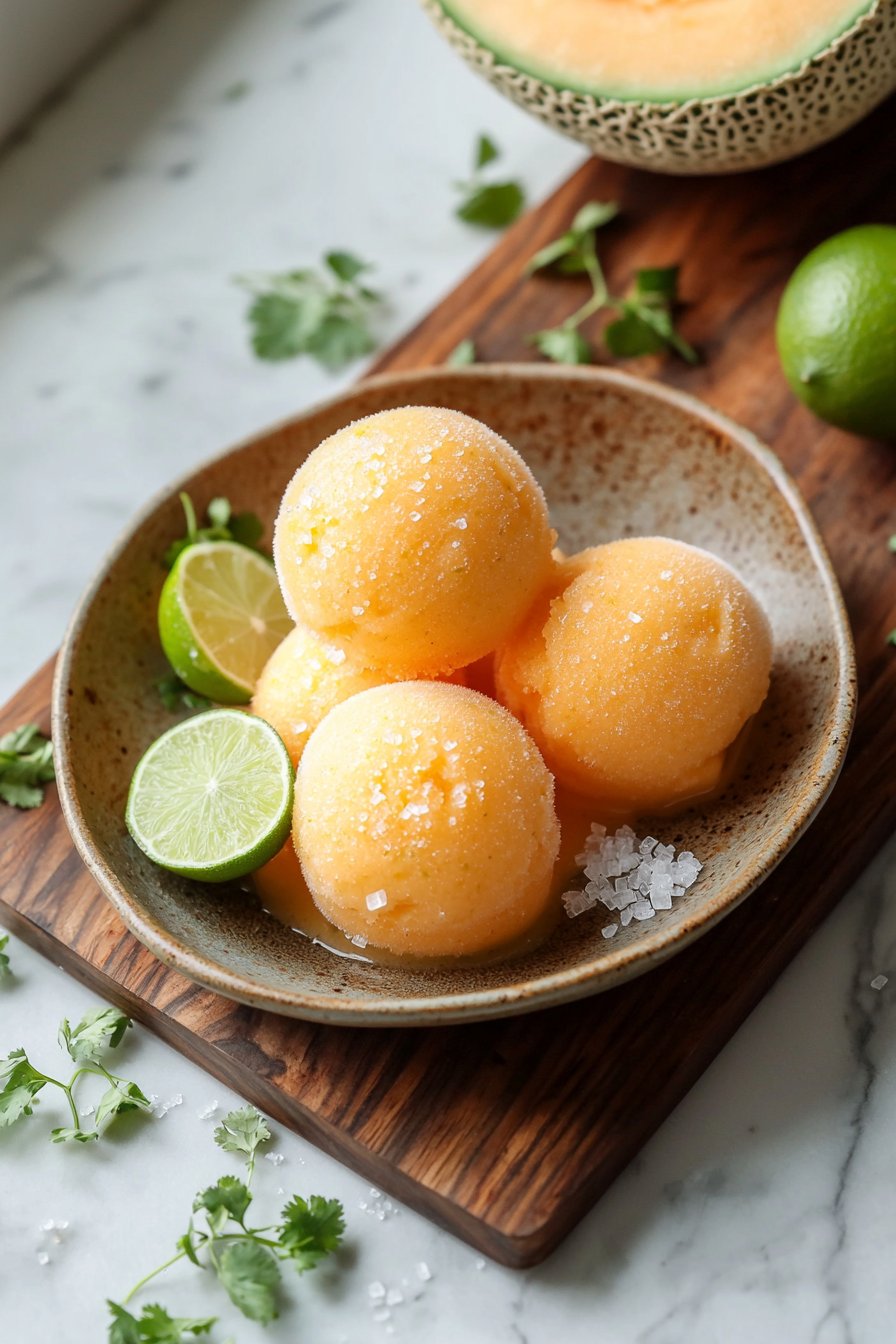 Hausgemachtes Cantaloupe-Sorbet